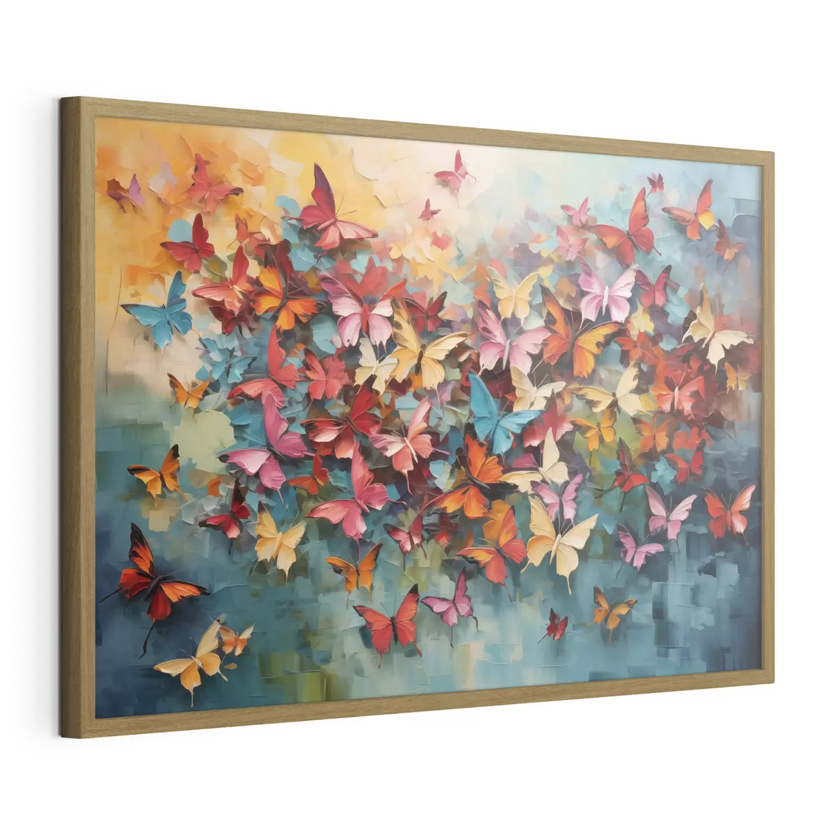 Poster Un ensemble vibrant de papillons aux couleurs variées imitant la peinture à l'huile f42728