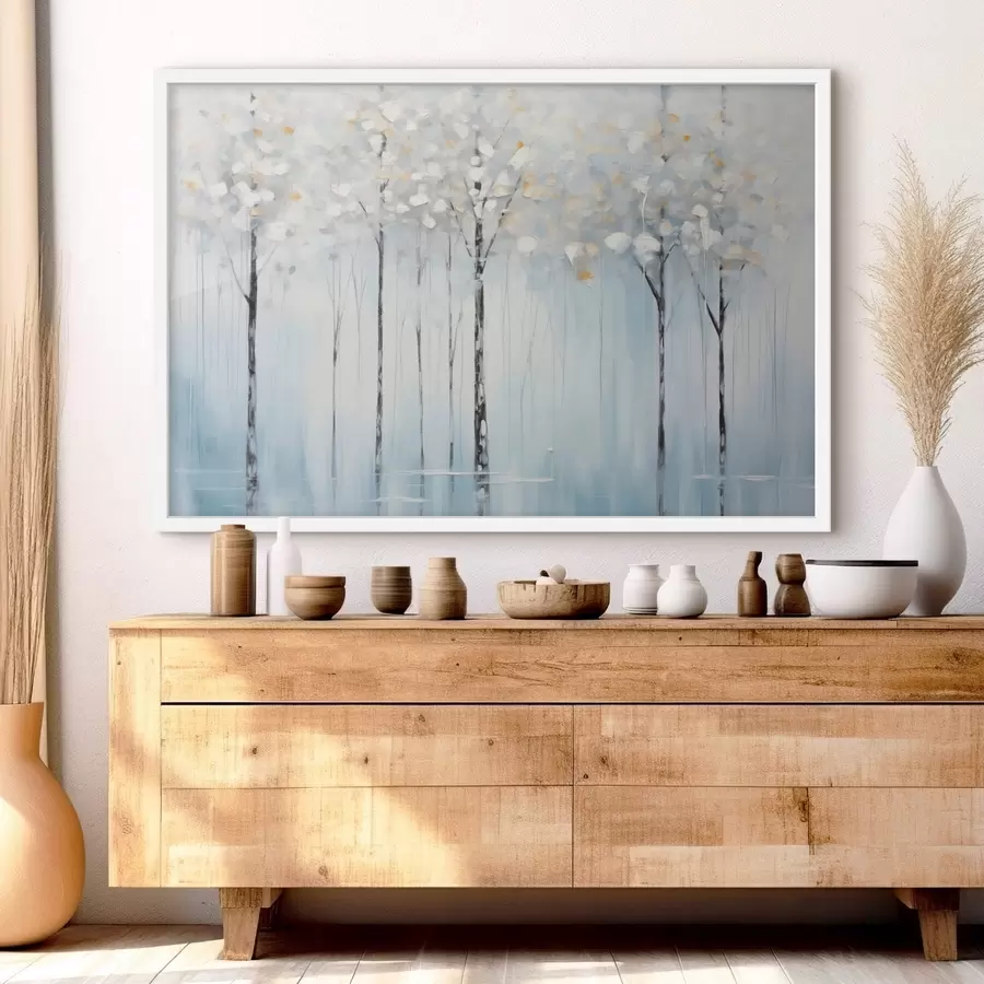 Papier peint Arbres du silence bleu f42731