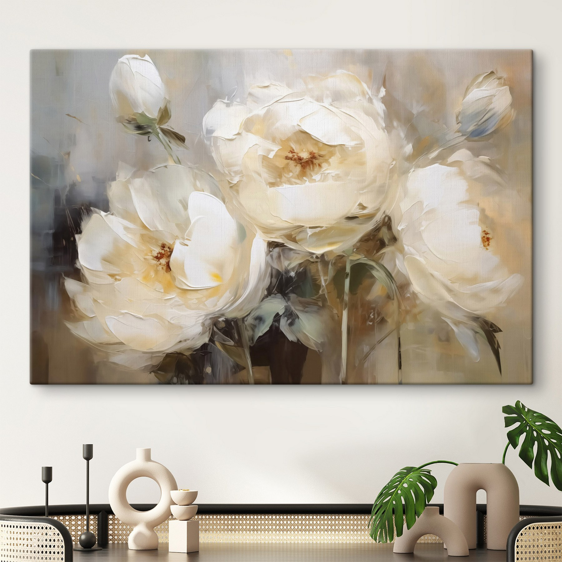 Impression sur Toile 50x70cm Tableaux Image Photo Fleurs Pivoines