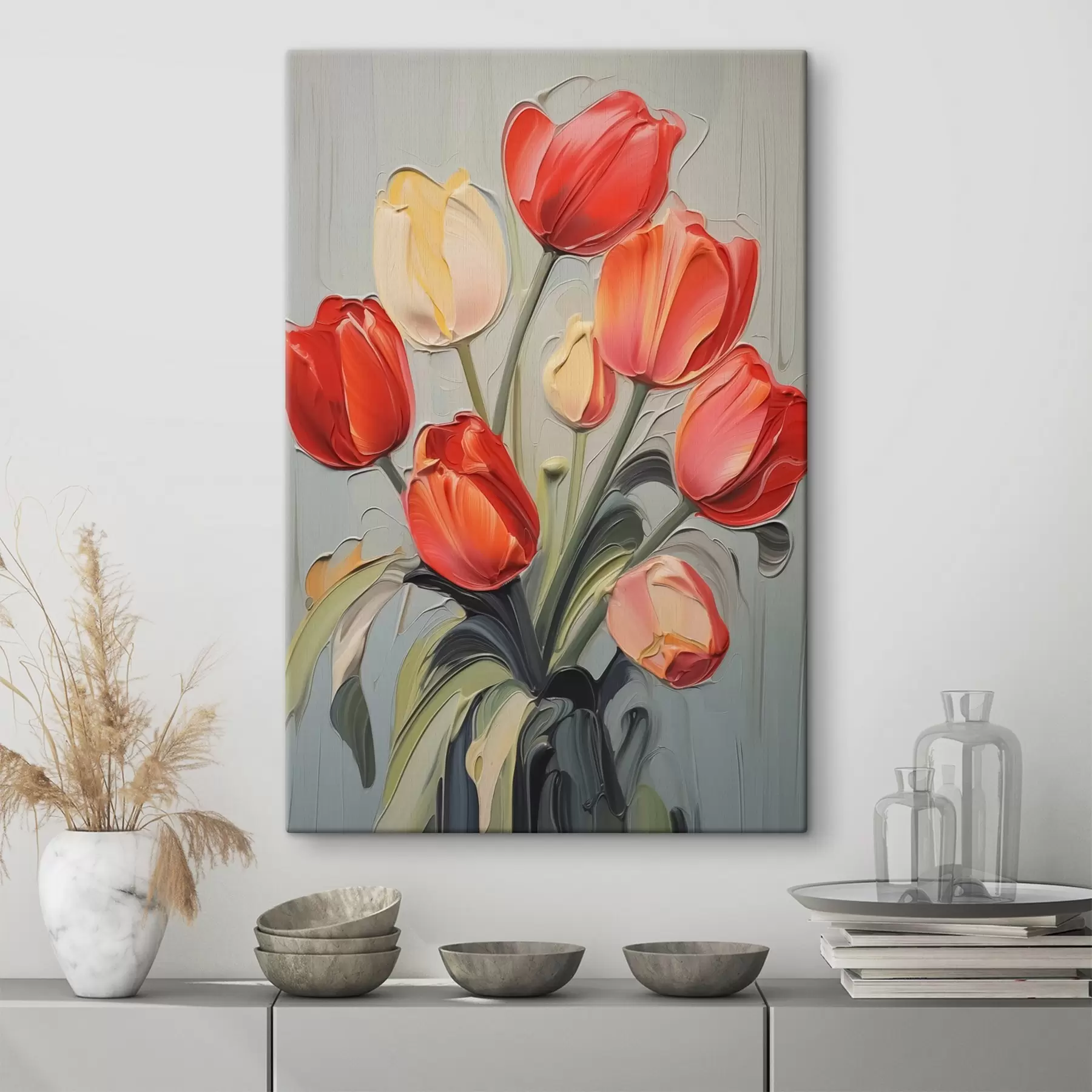 Papier peint Tulipes lumineuses imitation peinture s42756