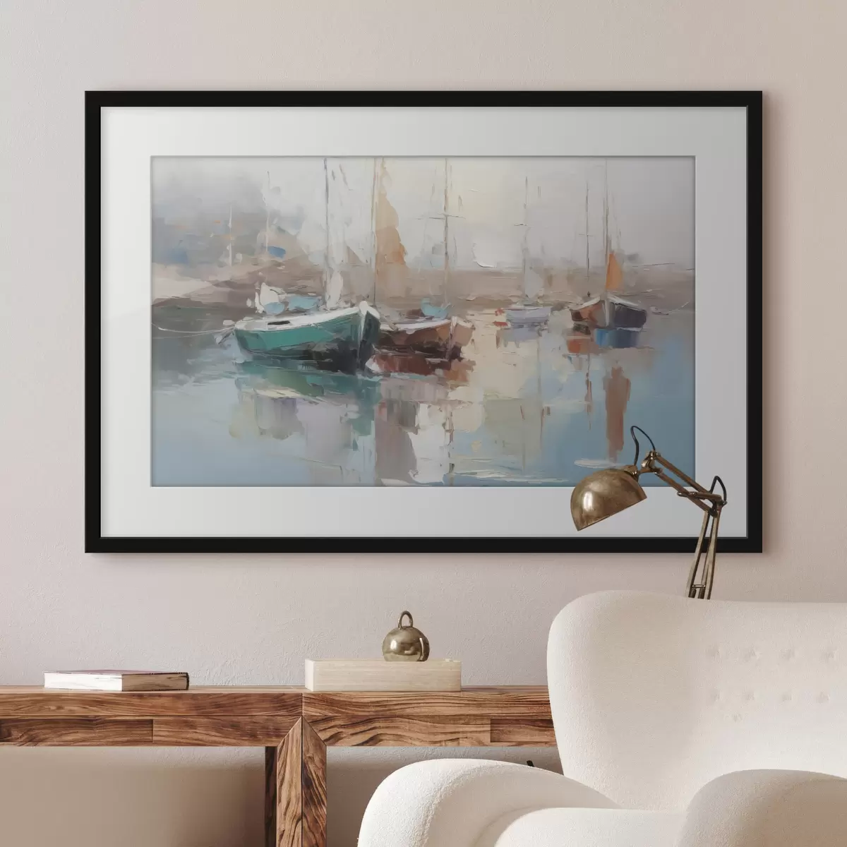 Poster Bateaux imitation peinture abstraite f42743