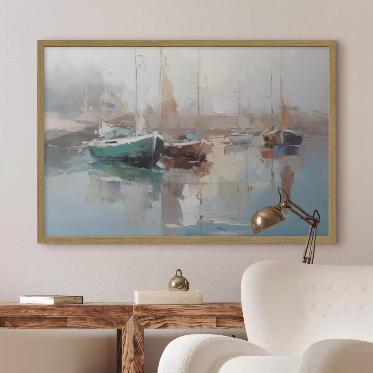 Poster Bateaux imitation peinture abstraite f42743