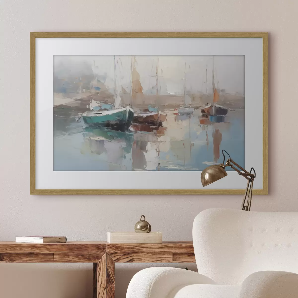 Poster Bateaux imitation peinture abstraite f42743