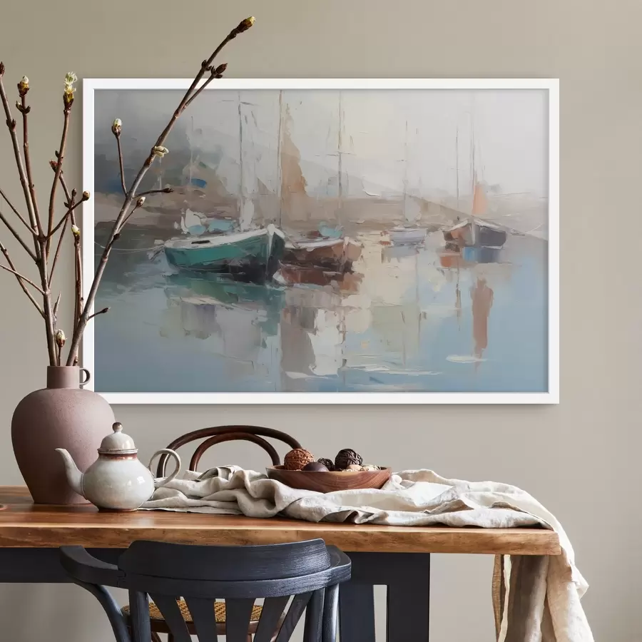 Papier peint Bateaux imitation peinture abstraite f42743