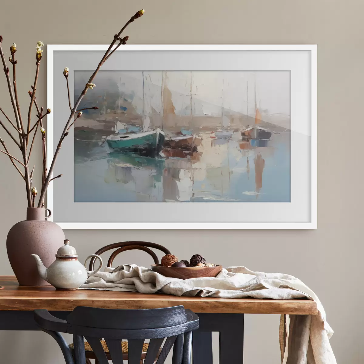 Poster Bateaux imitation peinture abstraite f42743