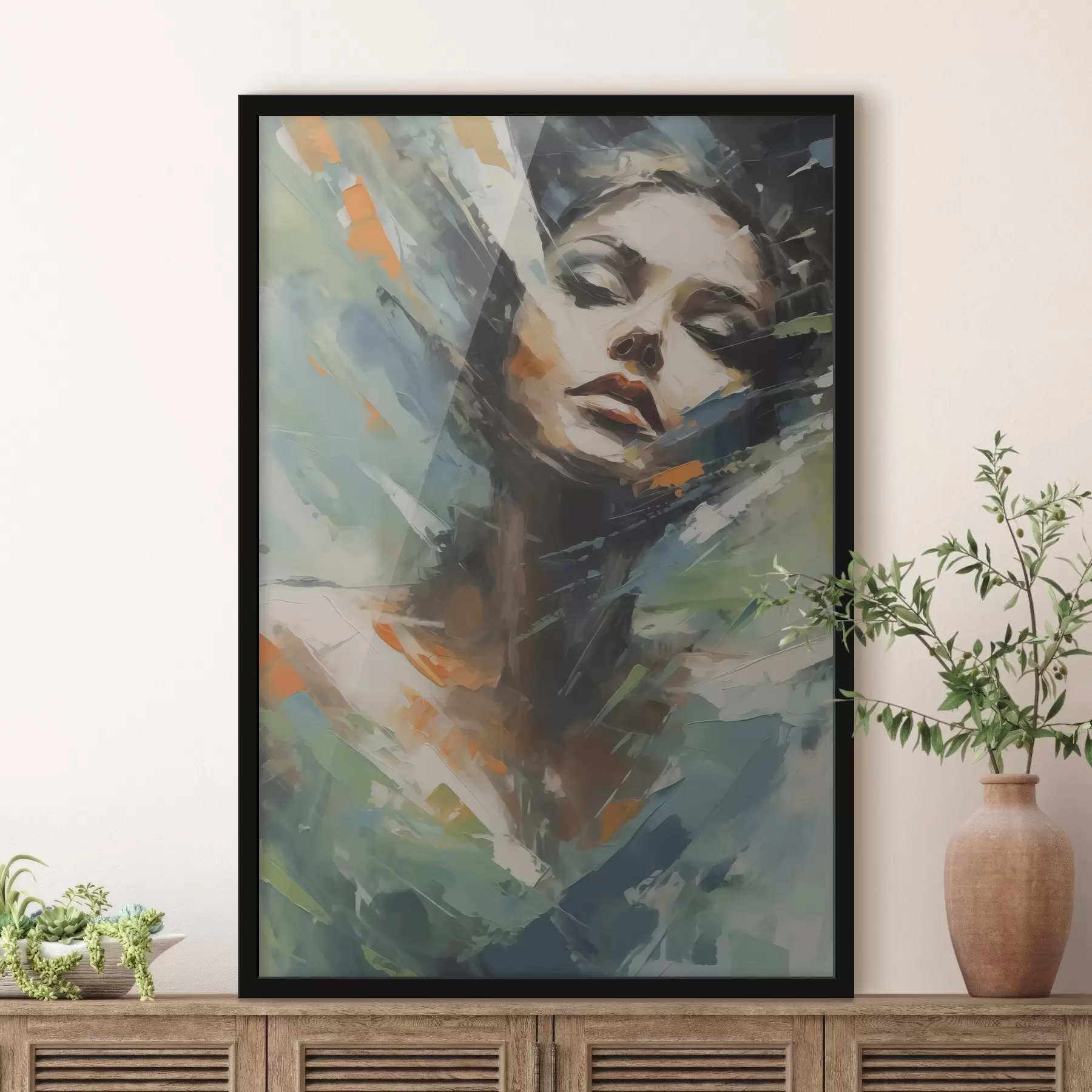 Papier peint Fille imitant une peinture abstraite f42751