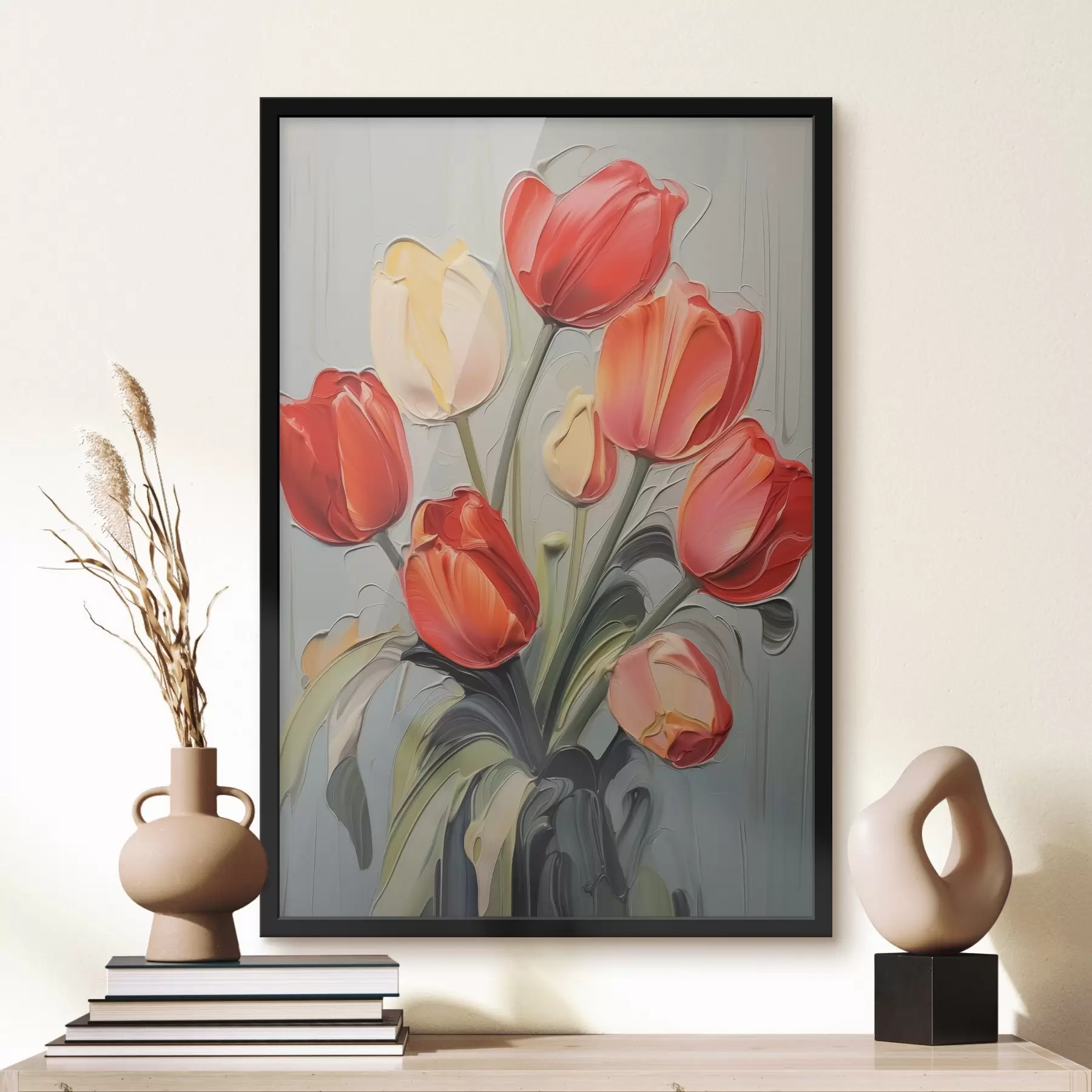 Papier peint Tulipes lumineuses imitation peinture f42756