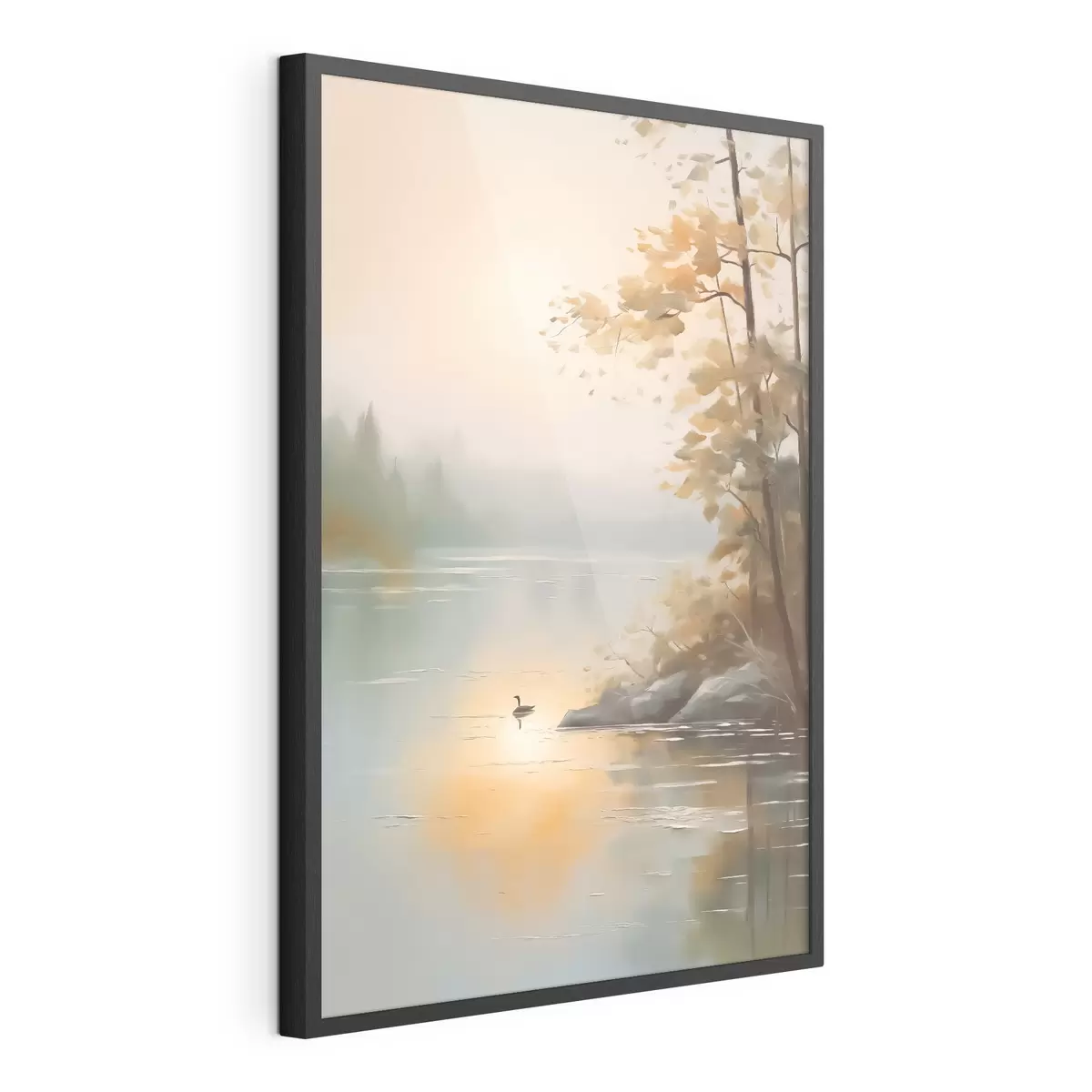 Poster Arbre au bord de l'étang paysage f42757