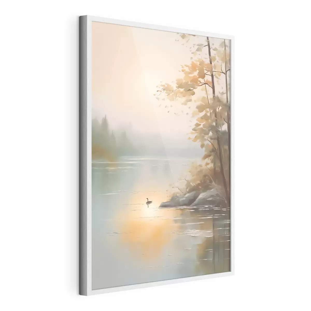 Poster Arbre au bord de l'étang paysage f42757