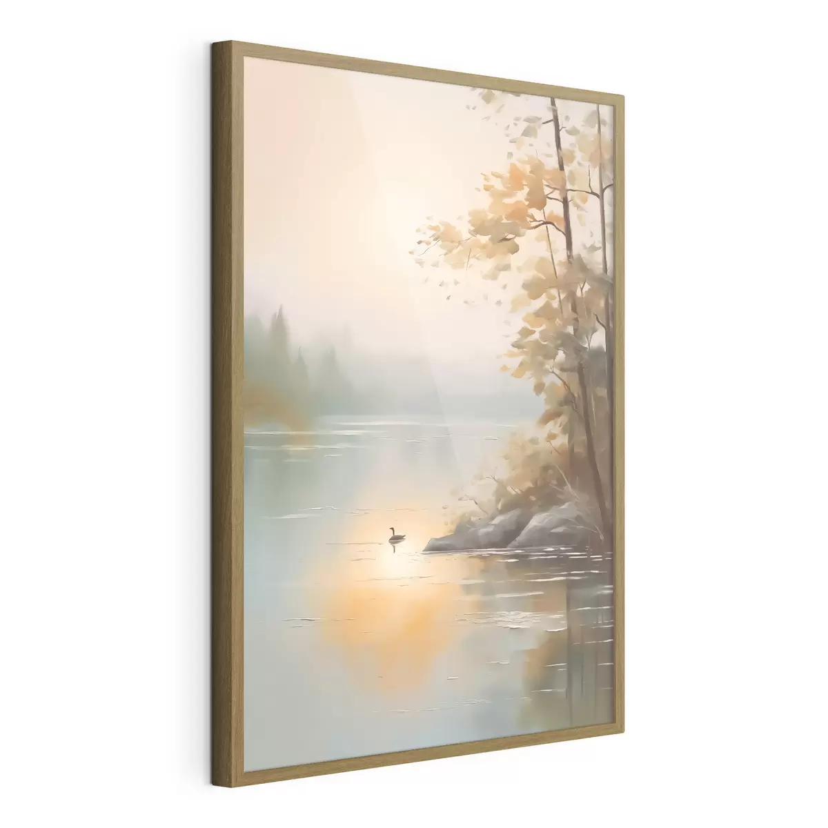 Poster Arbre au bord de l'étang paysage f42757