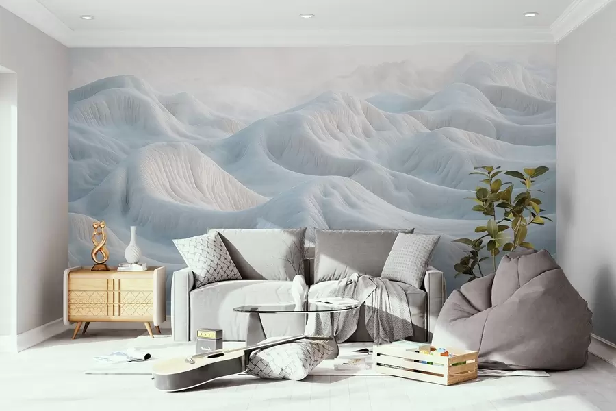 Papier peint Paysage bleu avec des collines et des dunes w08693