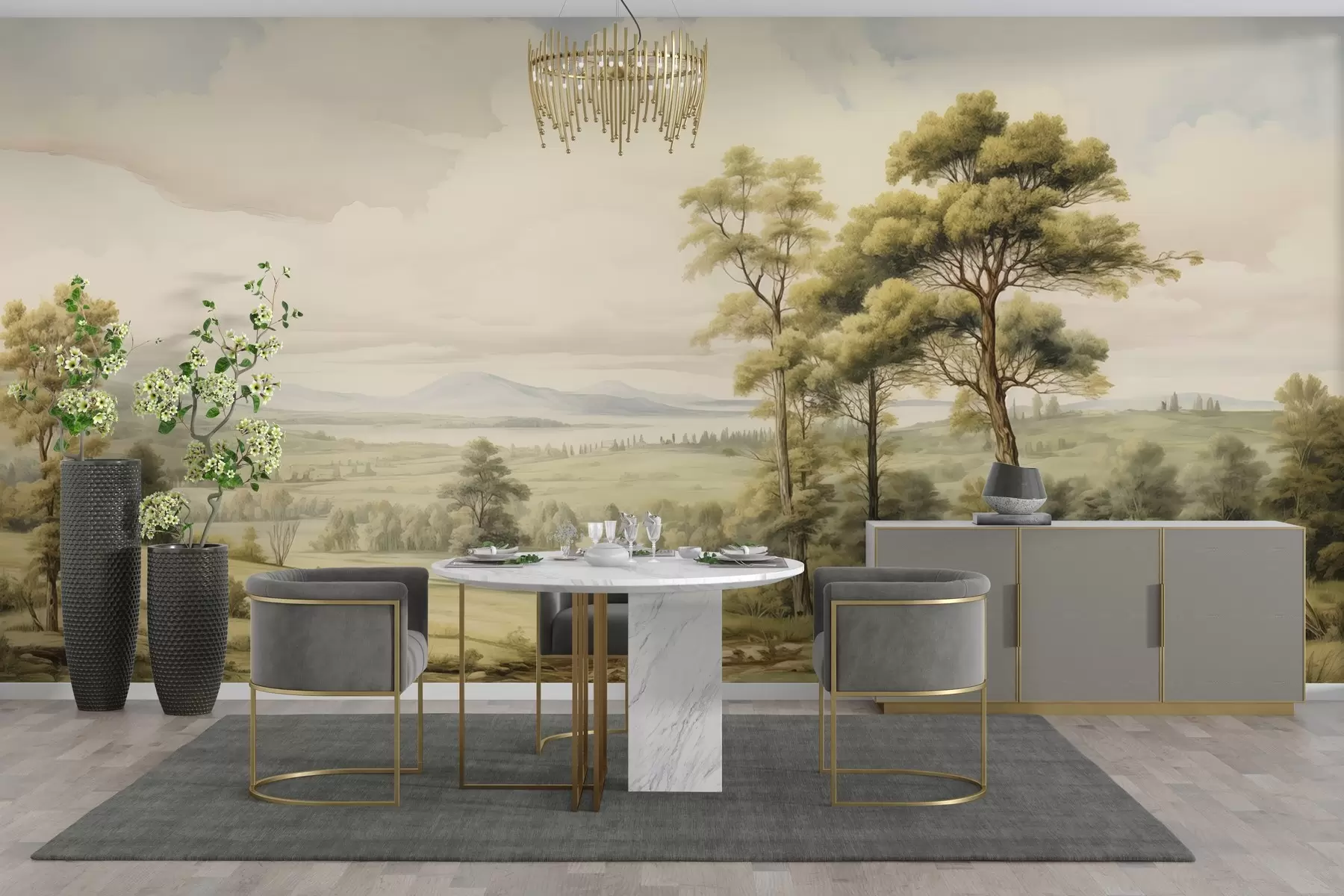 Papier peint Paysage moderne en aquarelle w02978