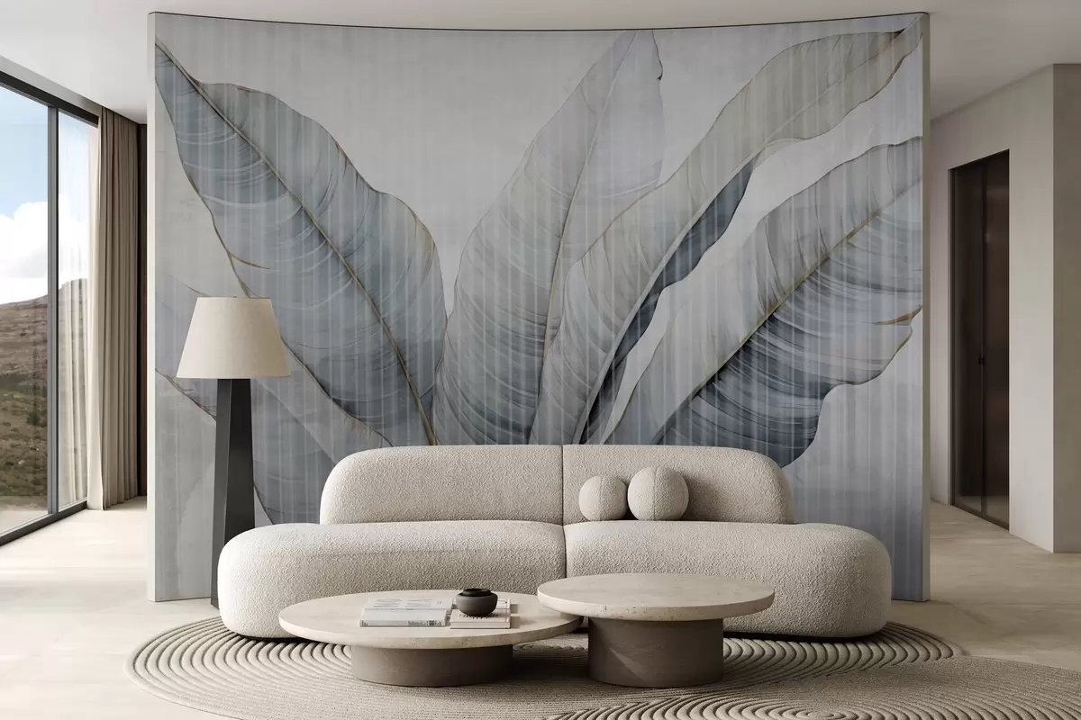 Papier peint Grandes feuilles sur le mur w02982