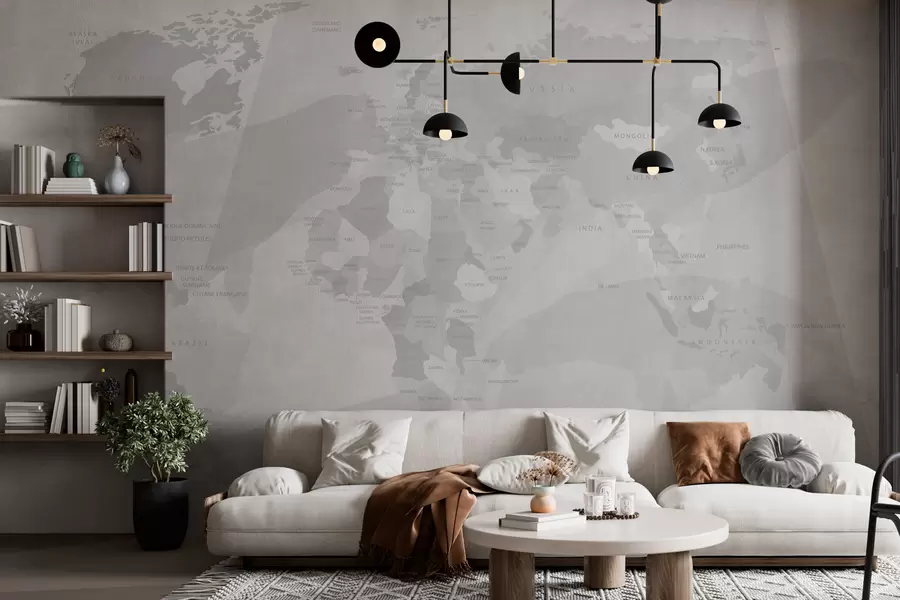 Papier peint Carte du monde géométrique des baleines w03007v1