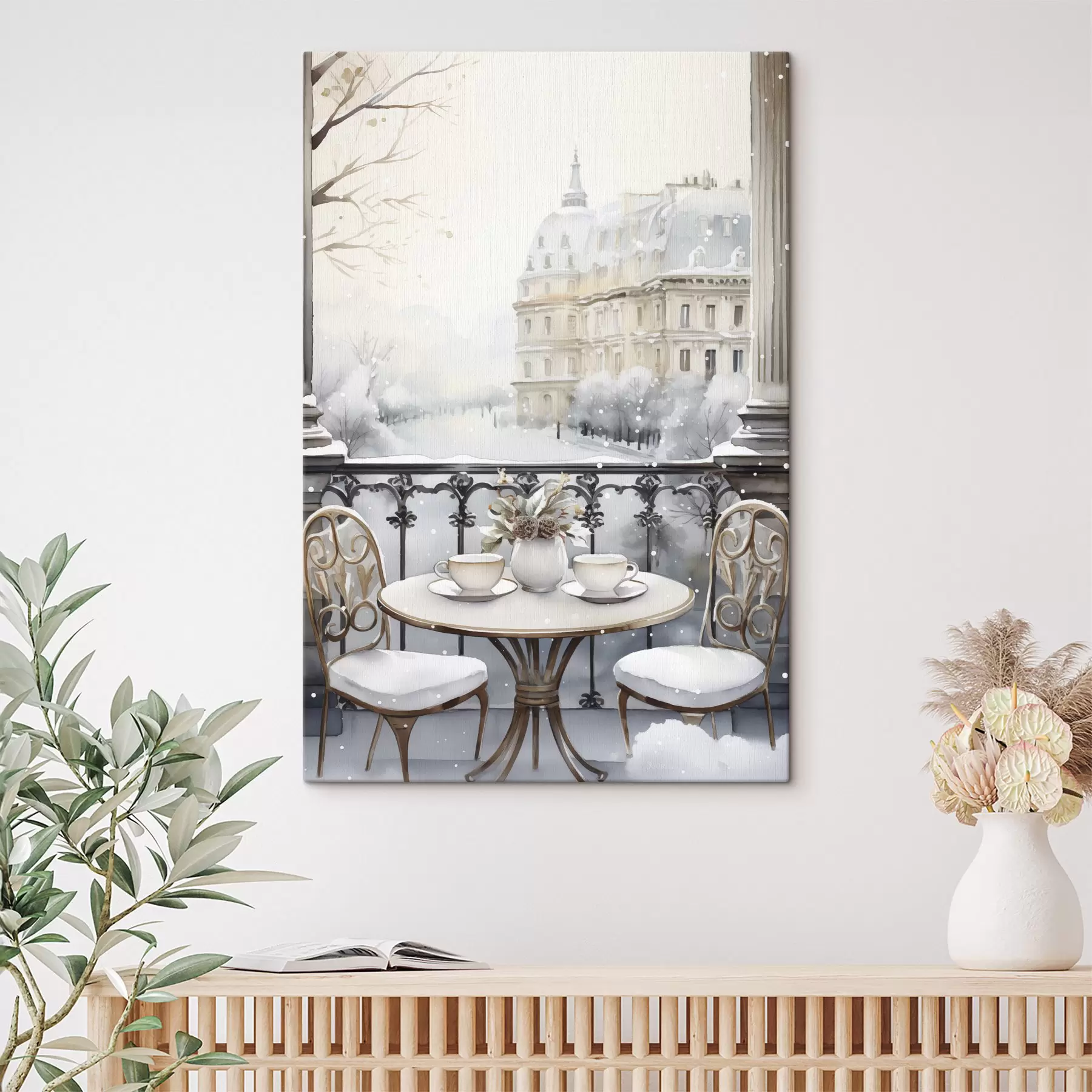 Papier peint Beau café, tasses de thé, style bohème, aquarelle, esthétique hivernale  s42796