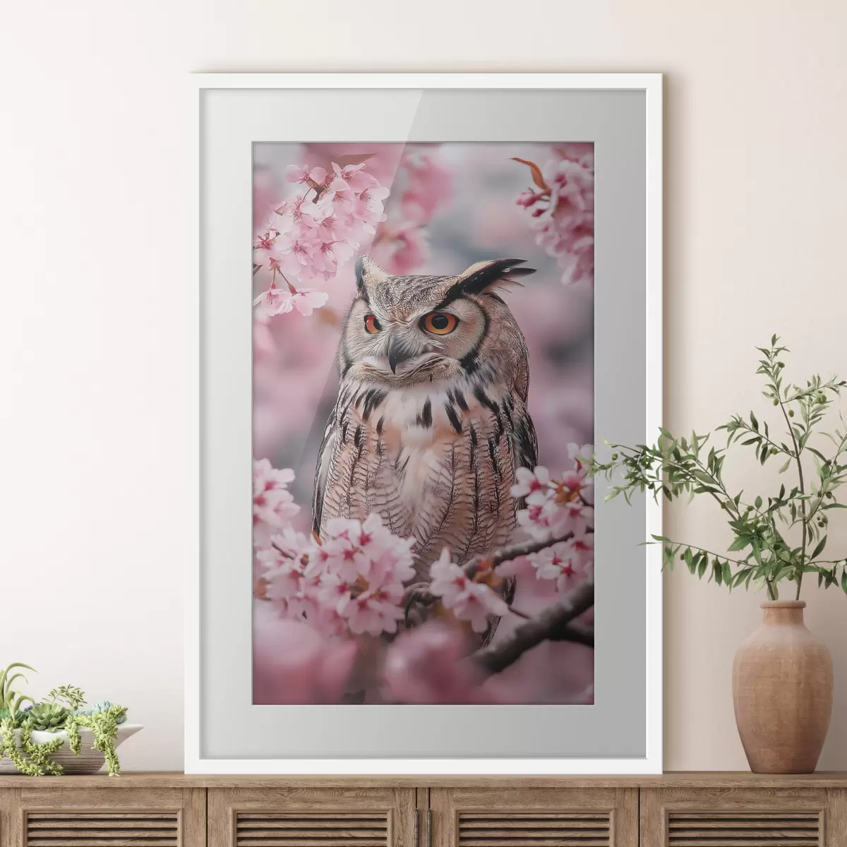 Poster Le hibou salue le printemps f42784