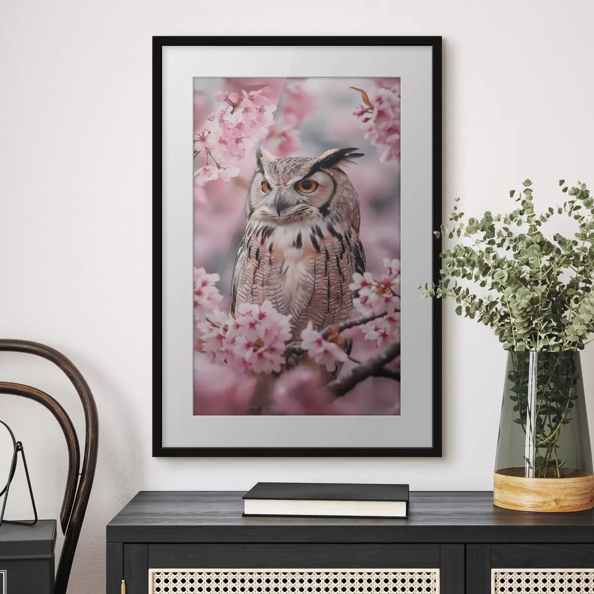 Poster Le hibou salue le printemps f42784