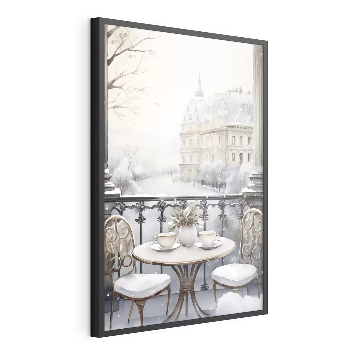 Poster Beau café, tasses de thé, style bohème, aquarelle, esthétique hivernale f42796