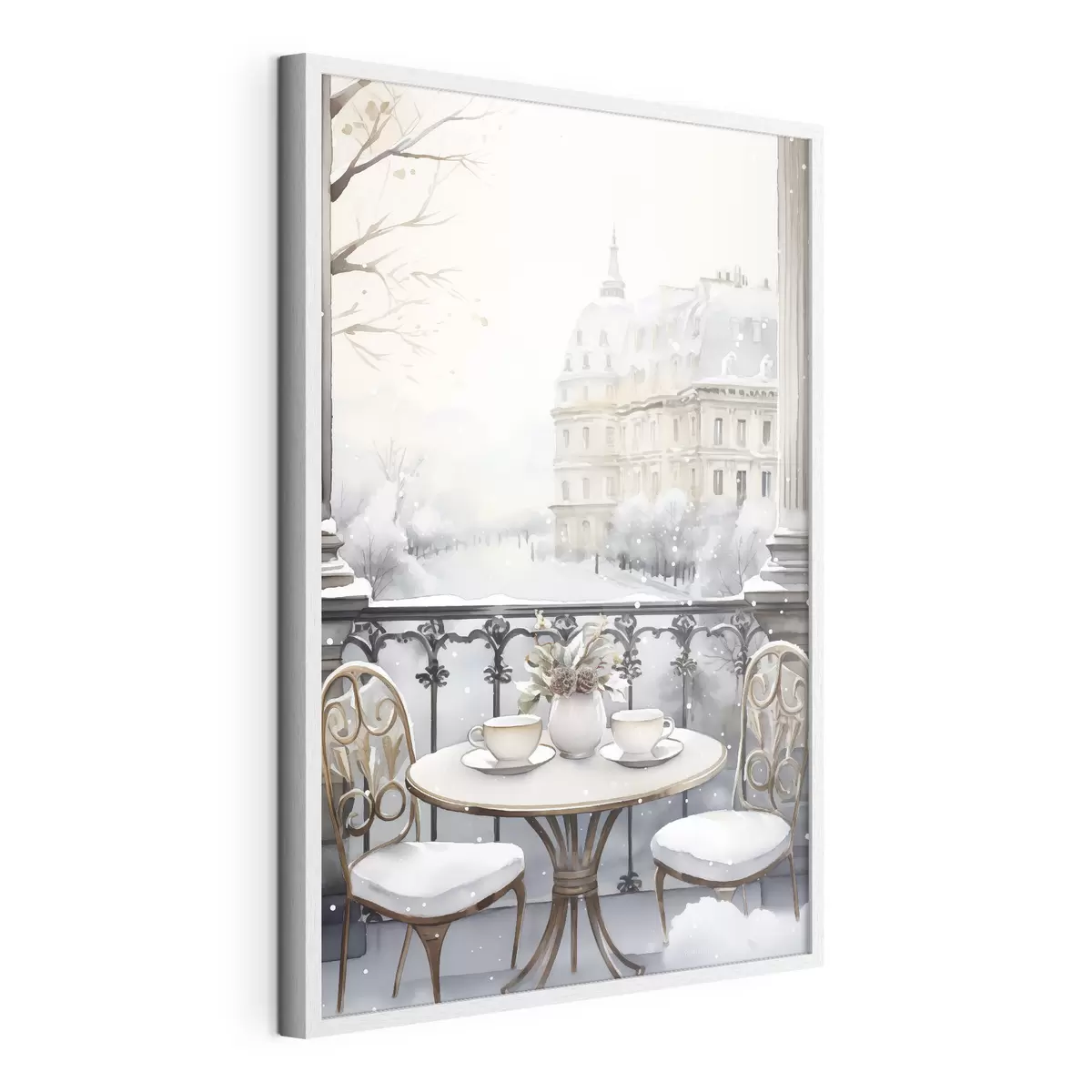 Poster Beau café, tasses de thé, style bohème, aquarelle, esthétique hivernale f42796