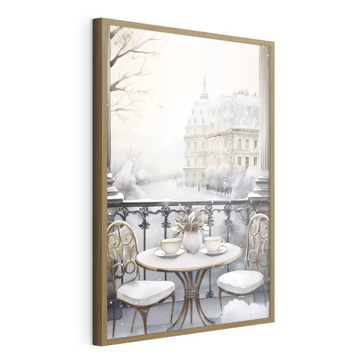 Poster Beau café, tasses de thé, style bohème, aquarelle, esthétique hivernale f42796