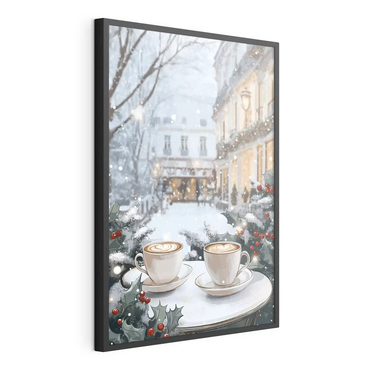 Poster Tasses de café dans un café confortable, esthétique hivernale, style boho f42797
