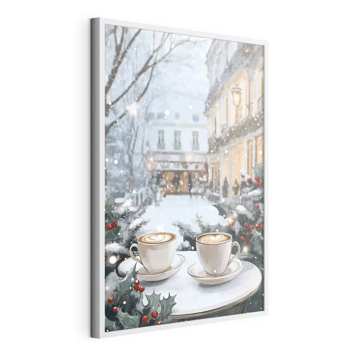 Poster Tasses de café dans un café confortable, esthétique hivernale, style boho f42797