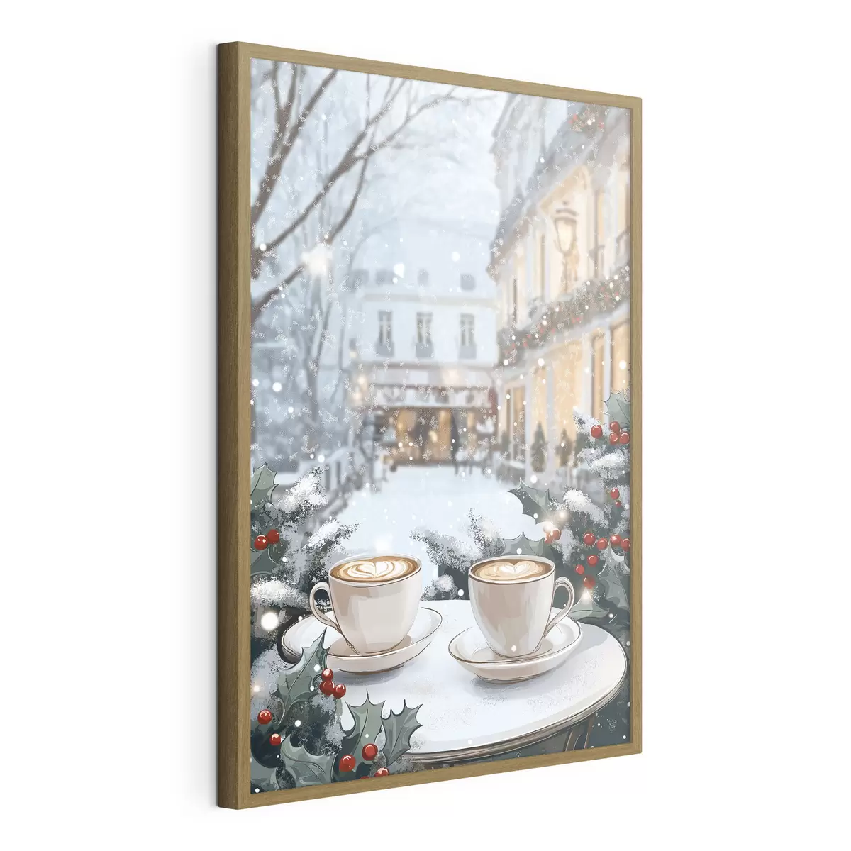 Poster Tasses de café dans un café confortable, esthétique hivernale, style boho f42797