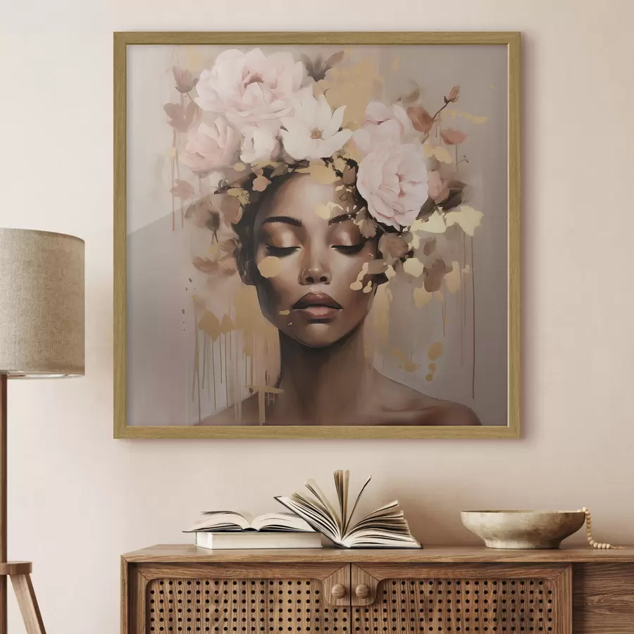 Papier peint Fille avec couronne de fleurs f42814