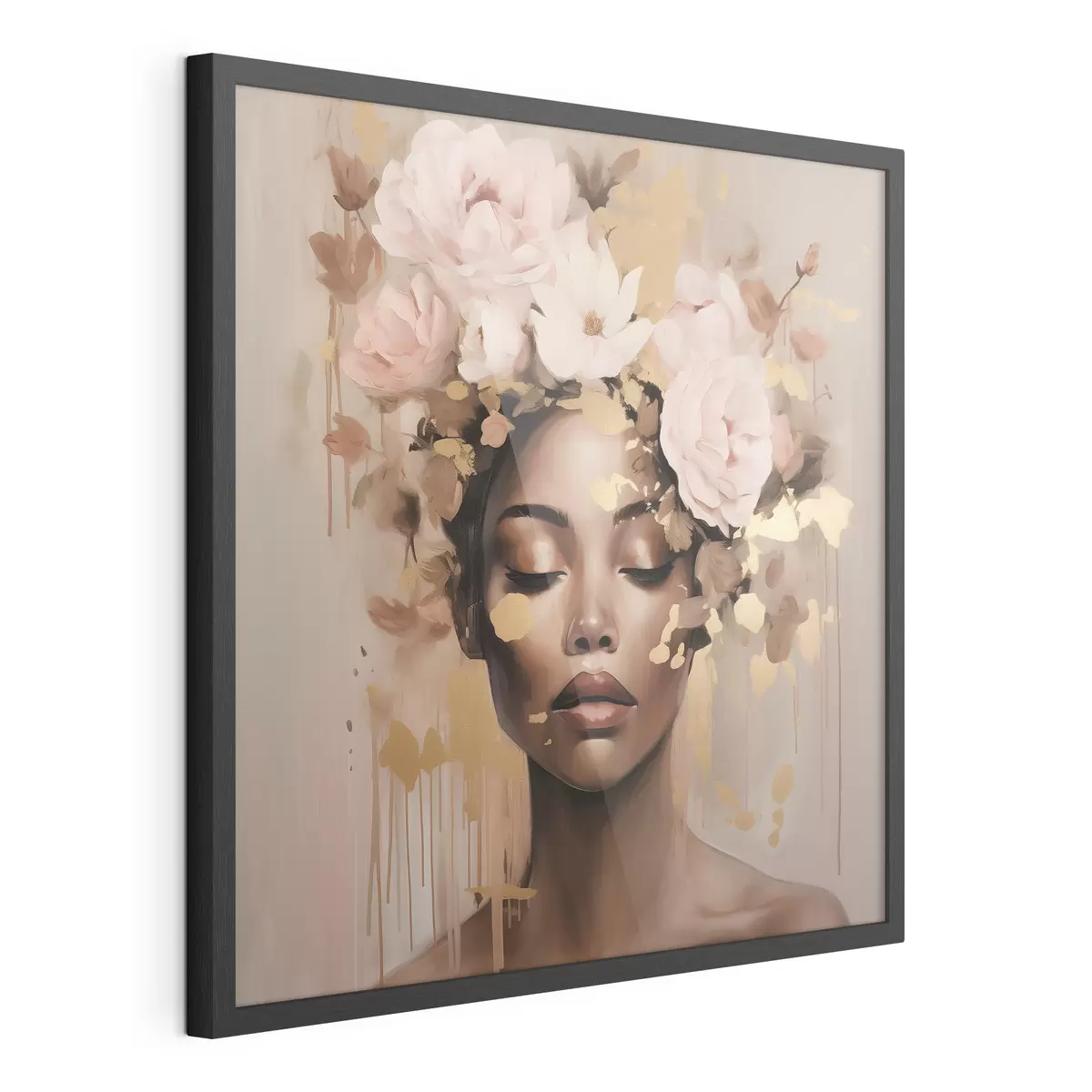 Poster Fille avec couronne de fleurs f42814