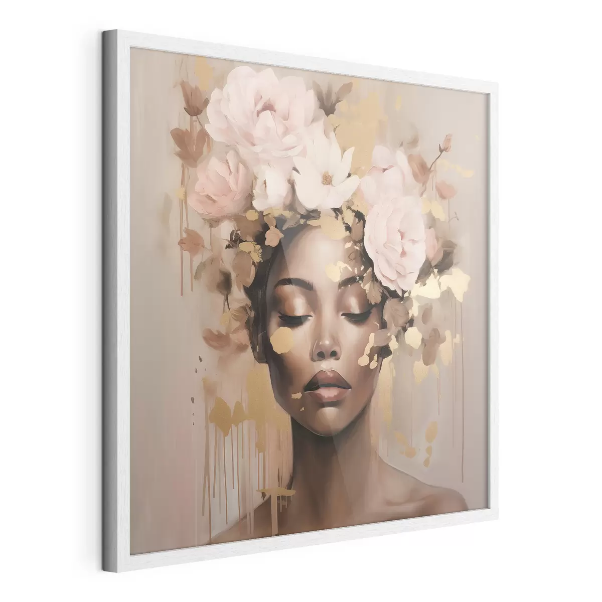 Poster Fille avec couronne de fleurs f42814