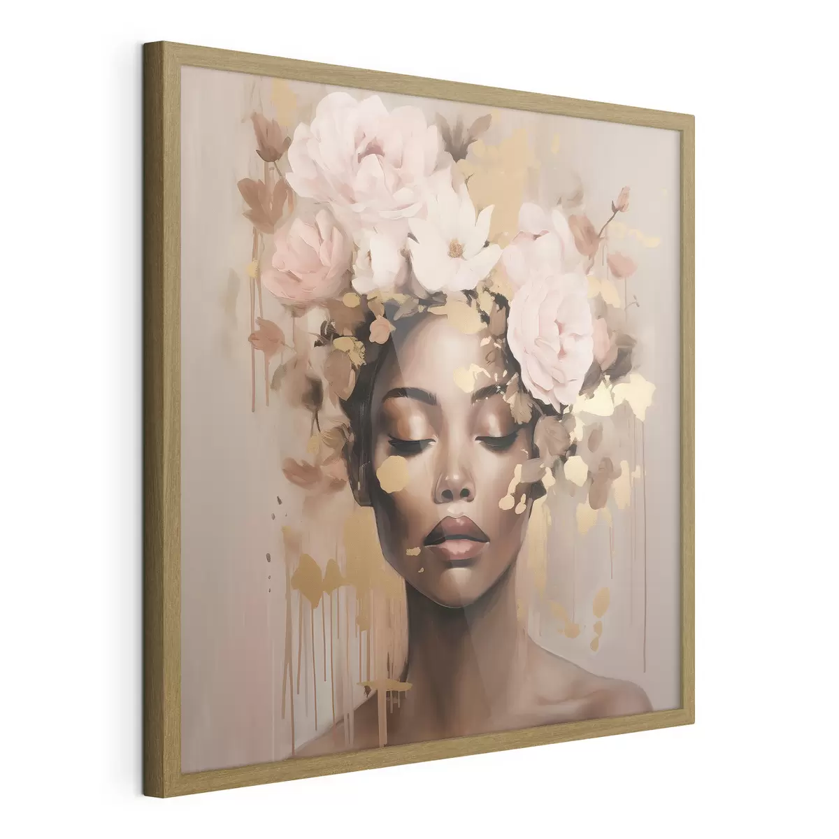 Poster Fille avec couronne de fleurs f42814