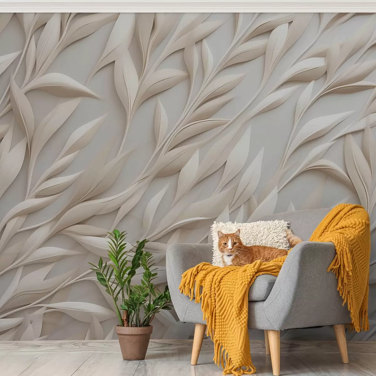 Papier peint Branches sur fond clair w08728