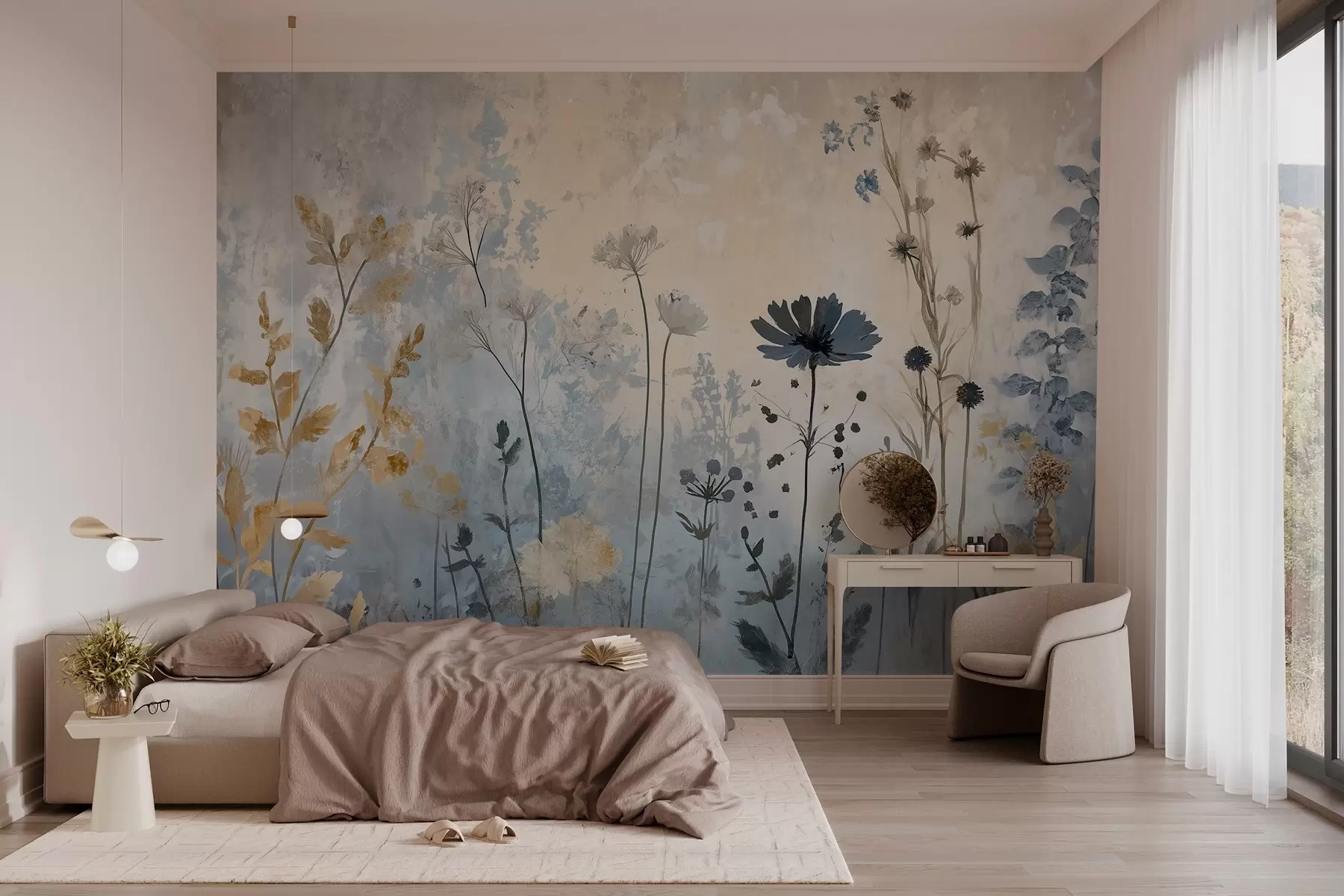 Papier peint Fleurs sauvages de manière abstraite w03022