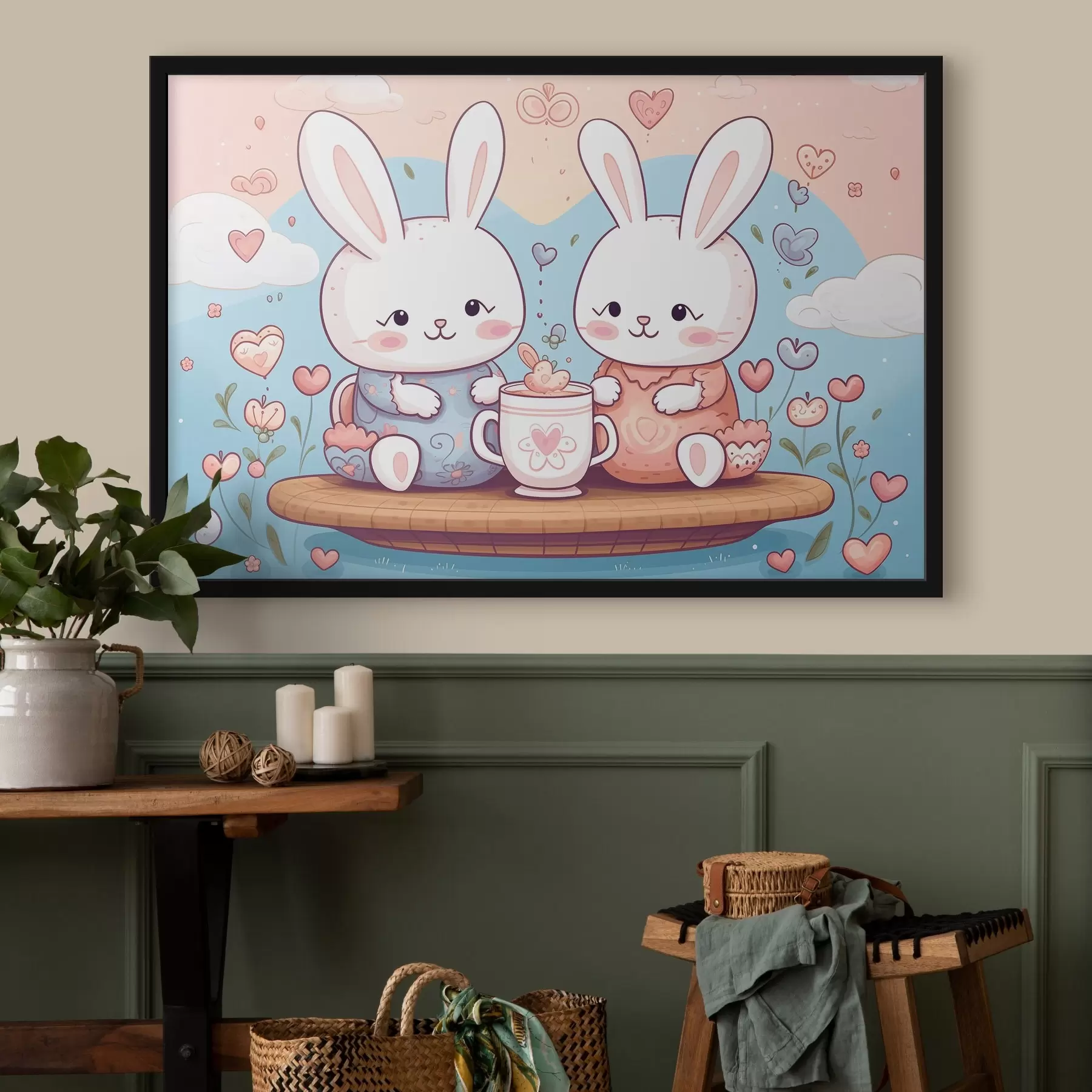 Papier peint Mignons lapins, goûter f42873