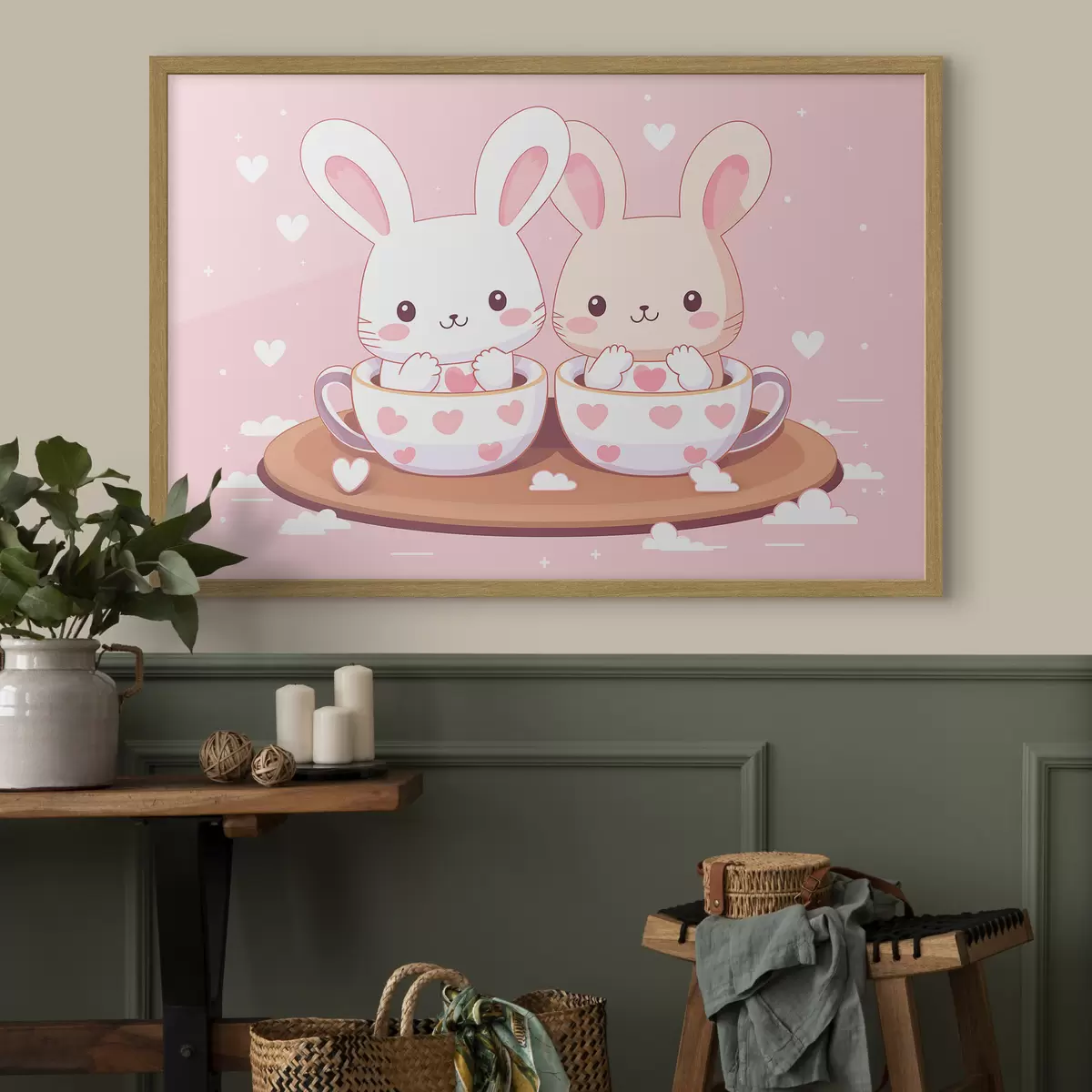 Poster Lapins dans des coupes f42874