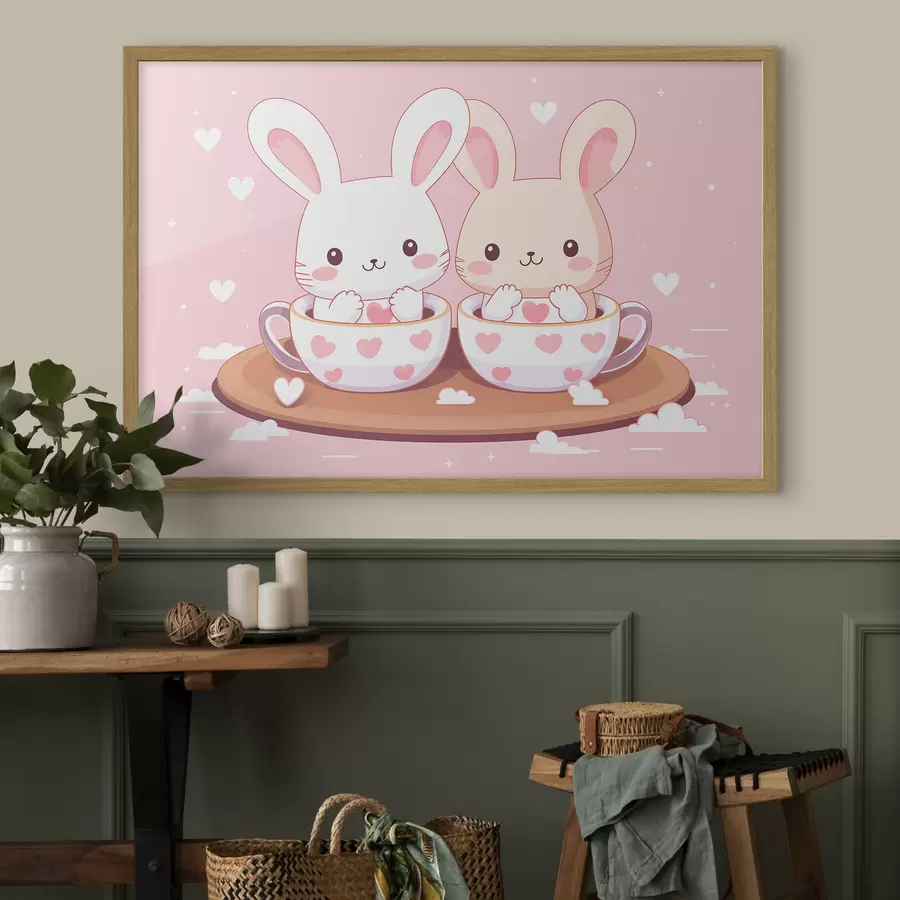 Papier peint Lapins dans des coupes f42874