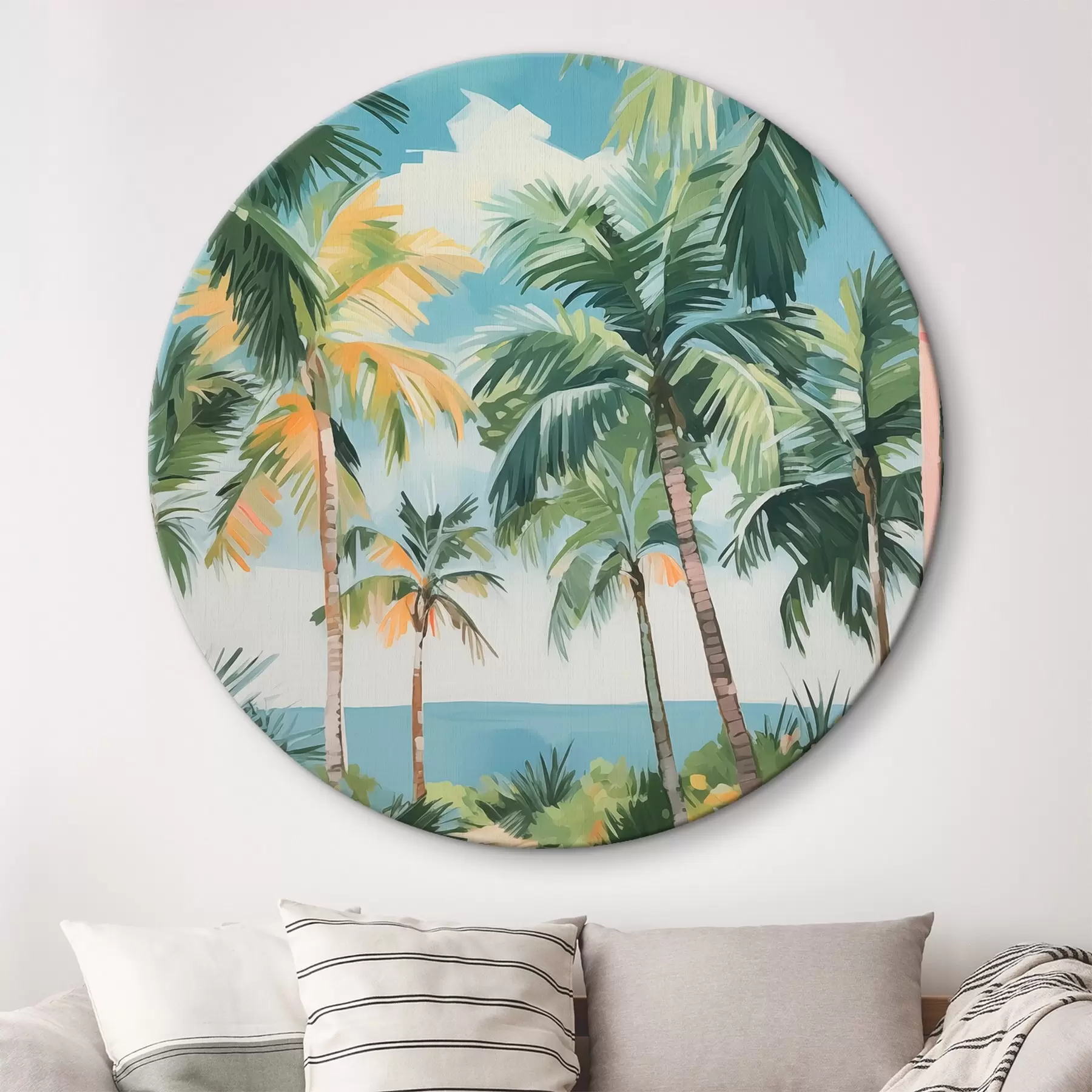 Tableau Palmeraie au bord de la mer imitation de peinture r42840