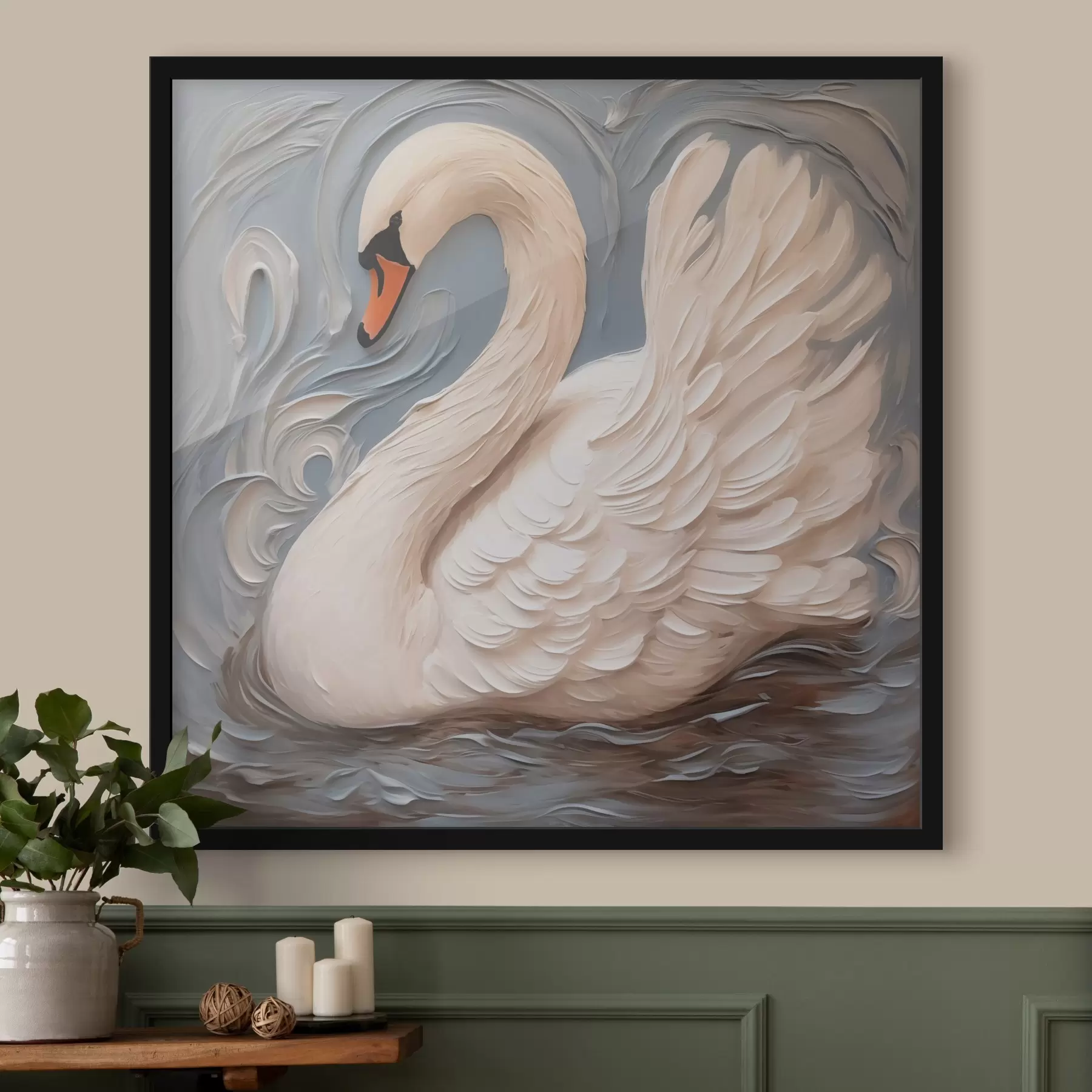 Papier peint Peinture imitation cygne f42829