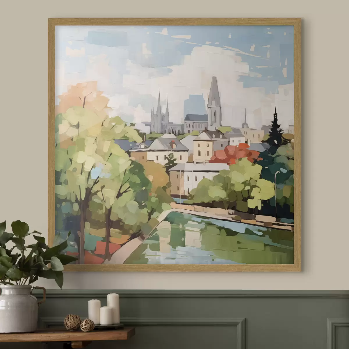 Poster Peinture abstraite d'imitation de paysage urbain f42834