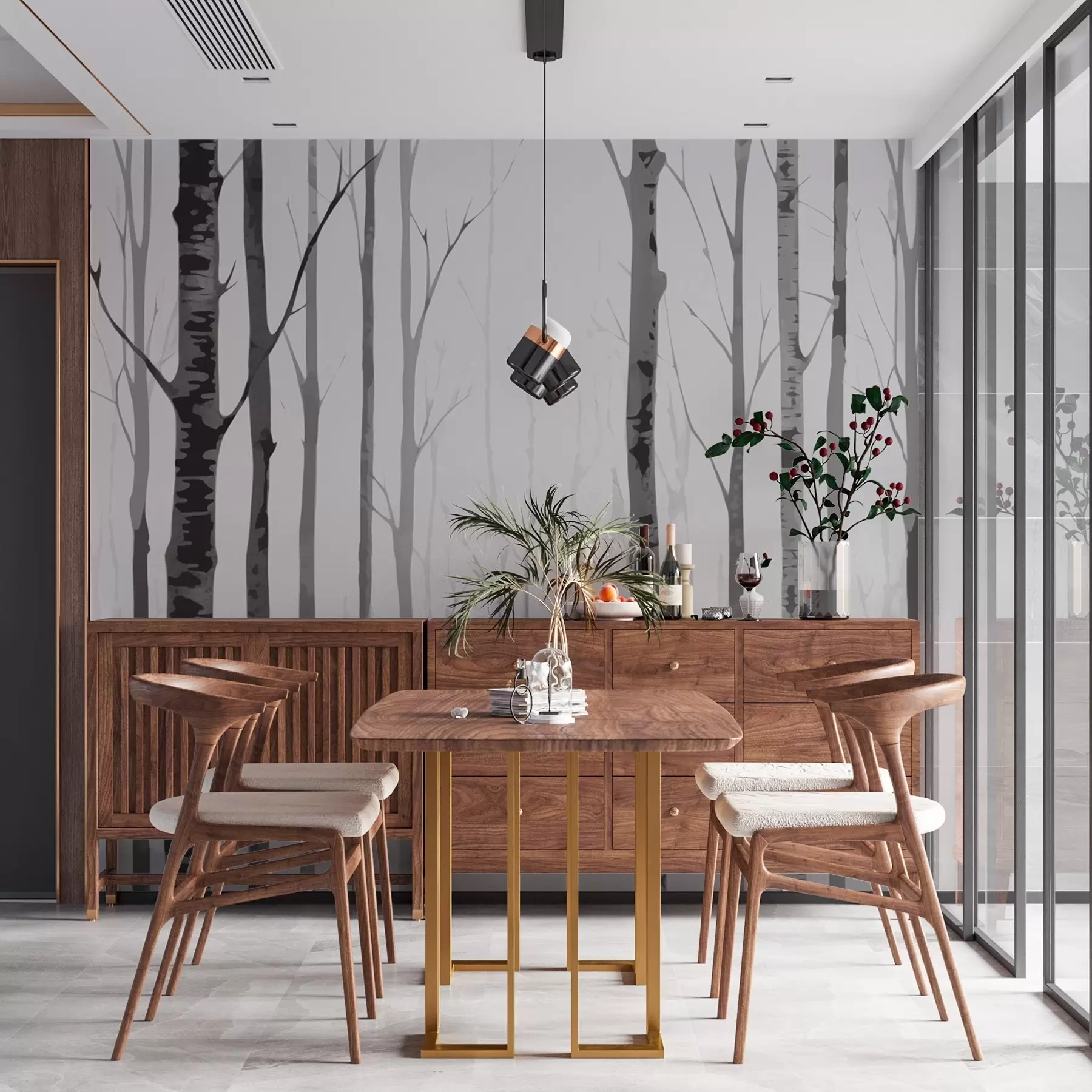 Papier peint Forêt de bouleaux w03055