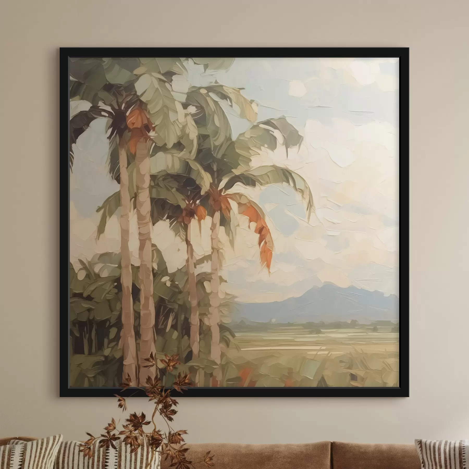 Tableau Peinture imitation palmiers f42898