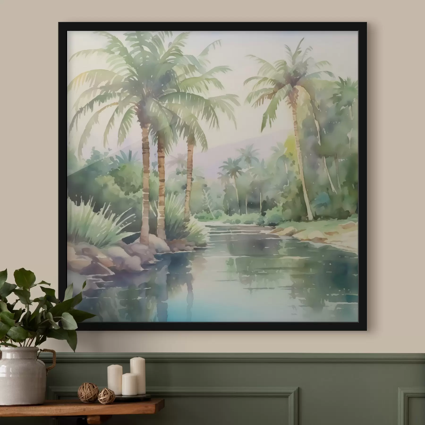 Tableau Paysage tropical imitation aquarelle f42912