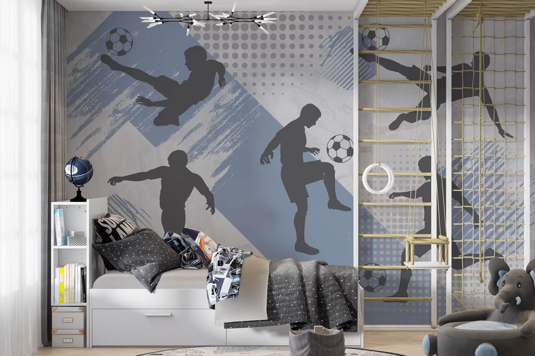 Papier peint Silhouettes de joueurs de football sur un fond abstrait w03001v1