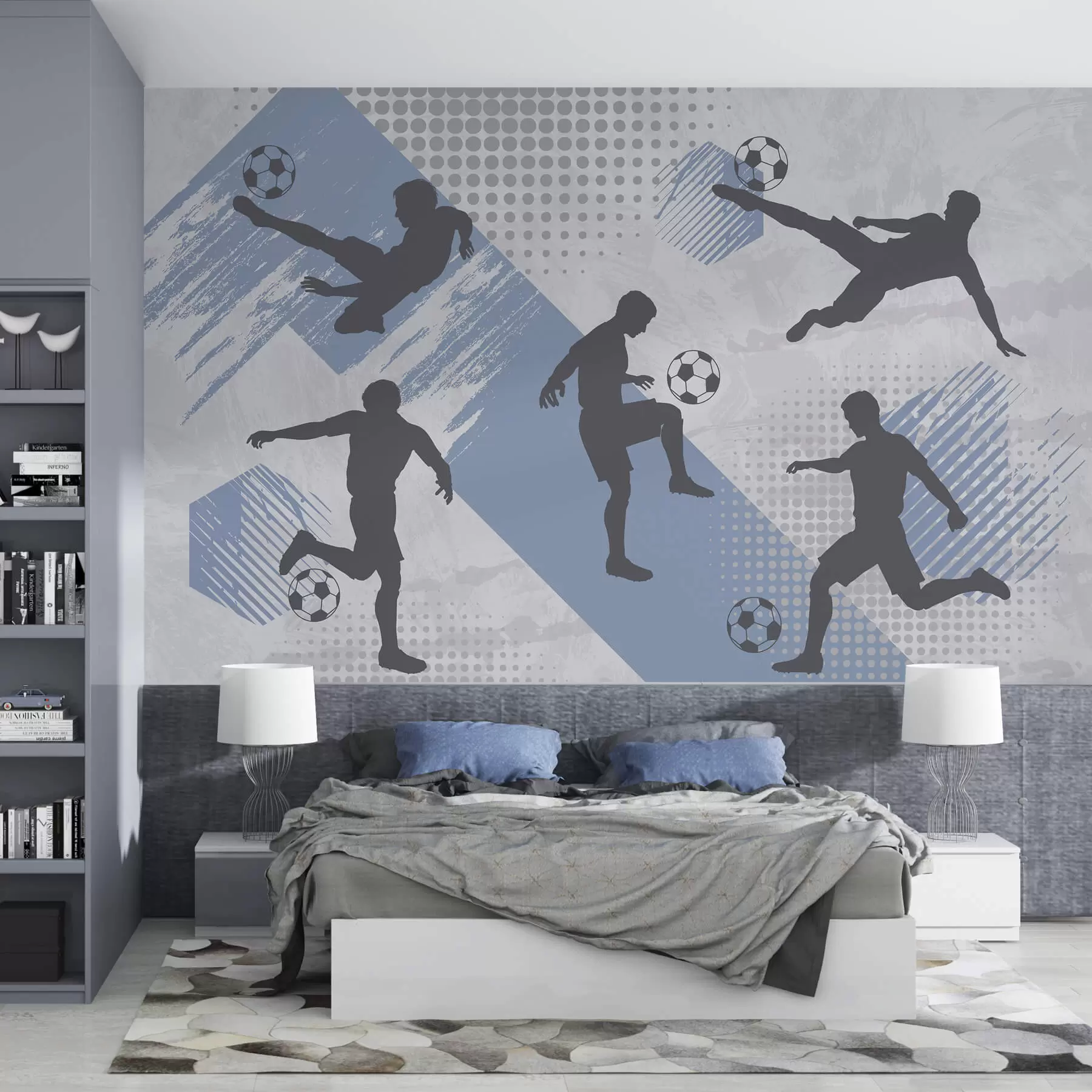 Papier peint Silhouettes de joueurs de football sur un fond abstrait w03001v1