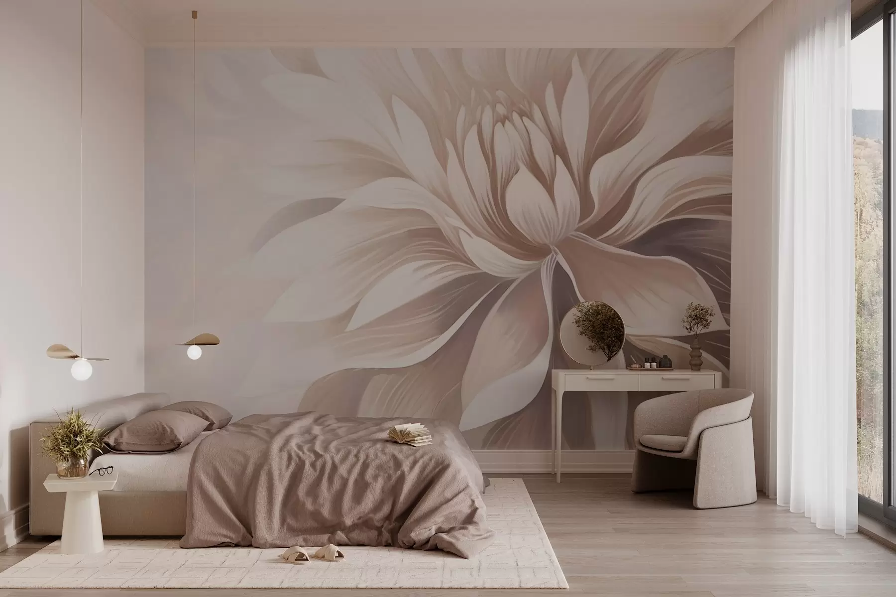 Papier peint Fleur pastel tendance dans un léger brouillard w03128v1