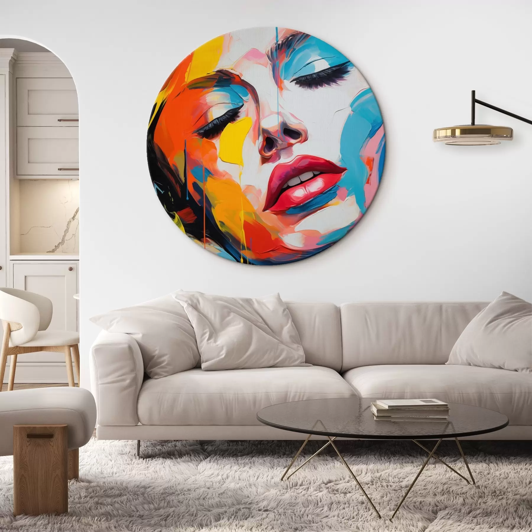 Tableau Portrait abstrait d'une femme aux couleurs expressives r42935