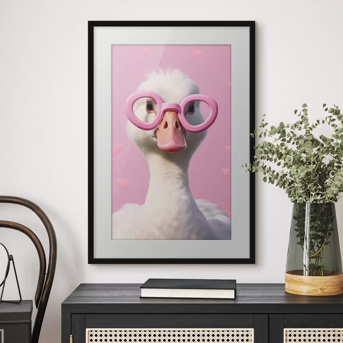 Poster L'oie aux lunettes roses f42947