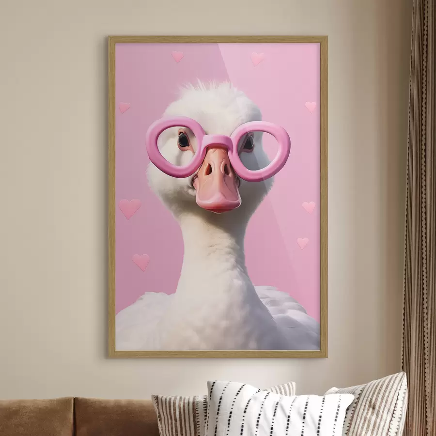 Papier peint L'oie aux lunettes roses f42947