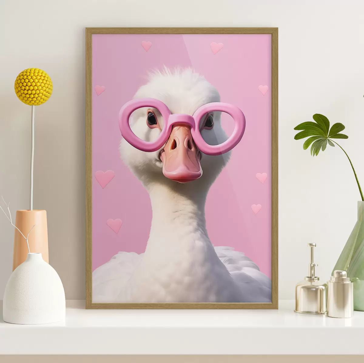 Poster L'oie aux lunettes roses f42947