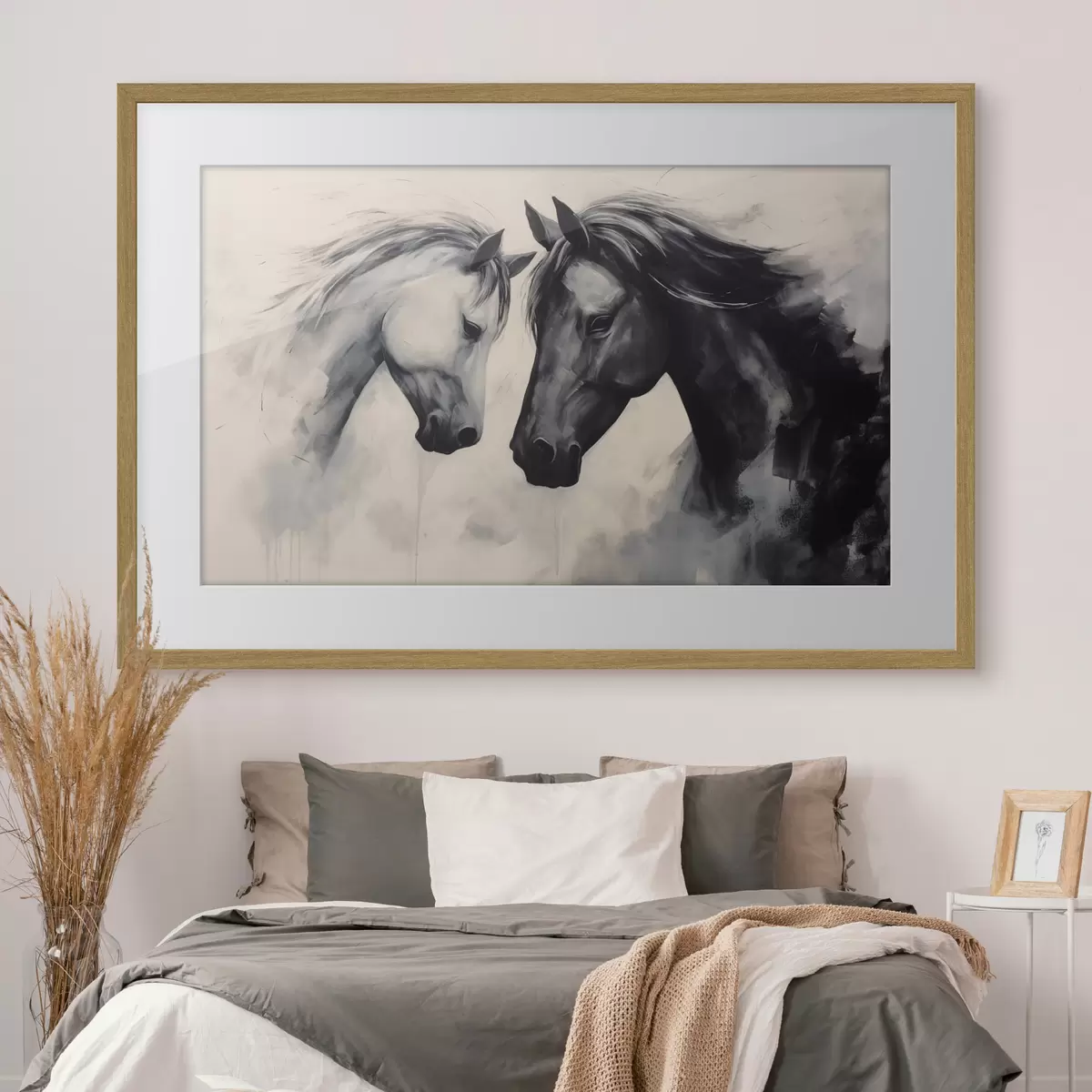 Poster Chevaux noirs et blancs f42955